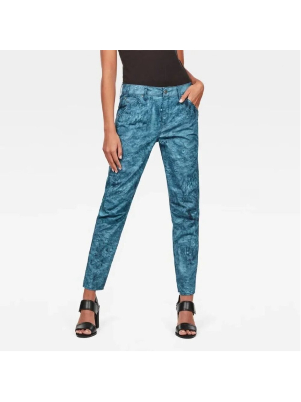 New G-Star x Pharrell Williams Elwood 5622 3D Mid Waist Boyfriend Blue Uranus